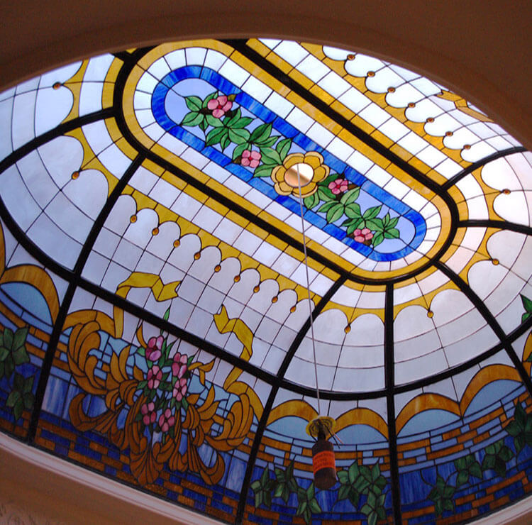 教堂彩绘玻璃穹顶-彩色玻璃穹顶_教堂玻璃_玻璃穹顶_采光顶_西关玻璃